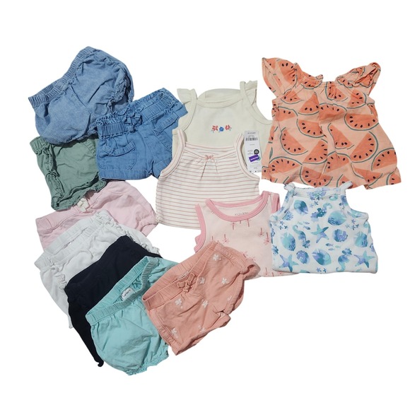Baby Girl Summer Lot Carter's & Garanimals 3M–6M Shorts Tops Onesies - Picture 1 of 4